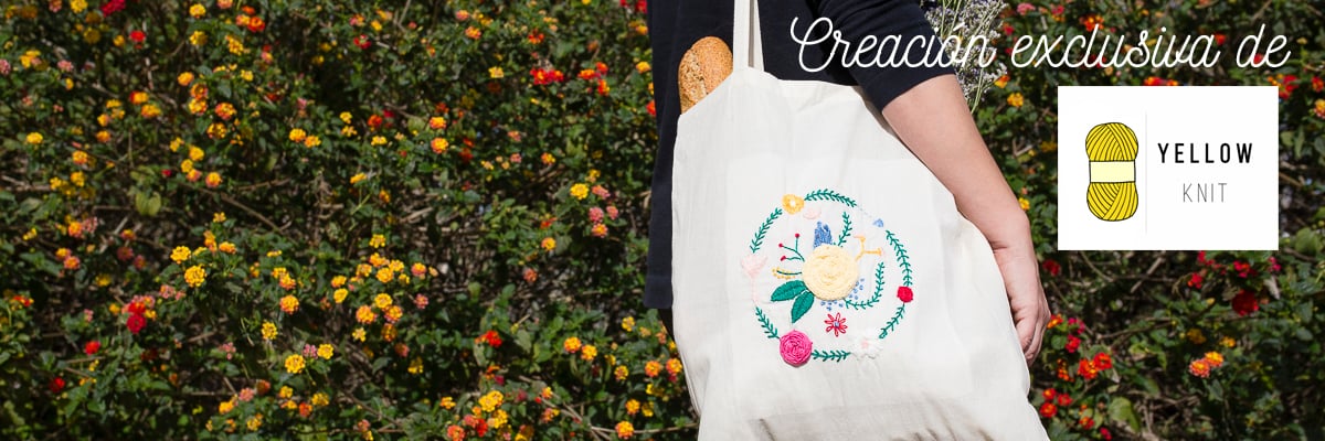 Tote bag con flores bordadas