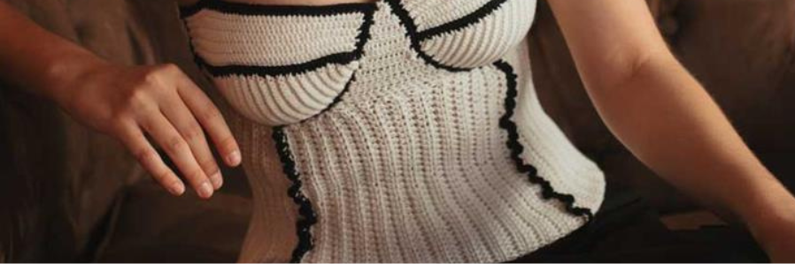 Patrón de corset tejido con lana
