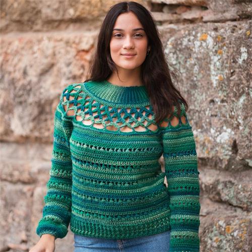 KIT JERSEY ESMERALDA_Talla L/XL_por Oh mami! (VK107LXL),TEJIDO A CROCHET EN TOPDOWN