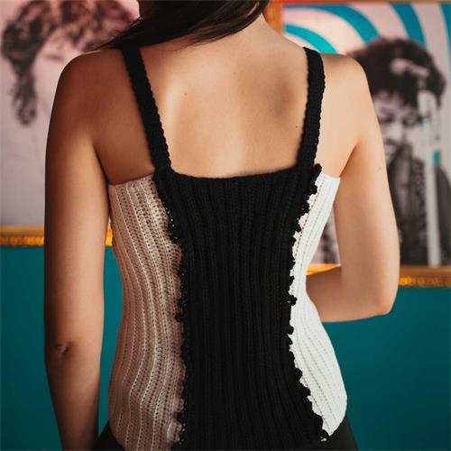 KIT CORSET ROCK STAR por Knitting Sheep talla S (VK082S),Top corset ganchillo talla S