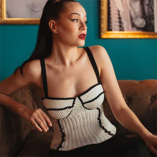 KIT CORSET ROCK STAR por Knitting Sheep talla S (VK082S),Top corset ganchillo talla S