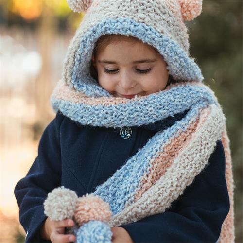 KIT BUFANDA GORRO FLUFFY (VK114),TEJIDO A DOS AGUJAS
