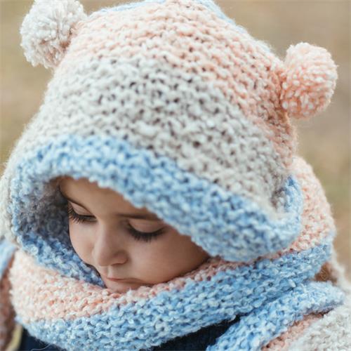 KIT BUFANDA GORRO FLUFFY (VK114),TEJIDO A DOS AGUJAS