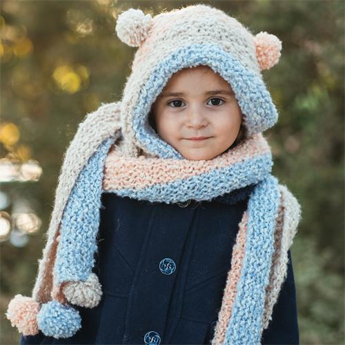 KIT BUFANDA GORRO FLUFFY (VK114),TEJIDO A DOS AGUJAS