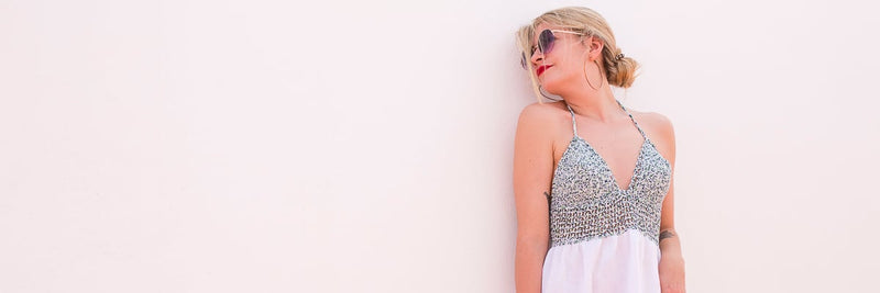 Vestido con cuerpo de crochet