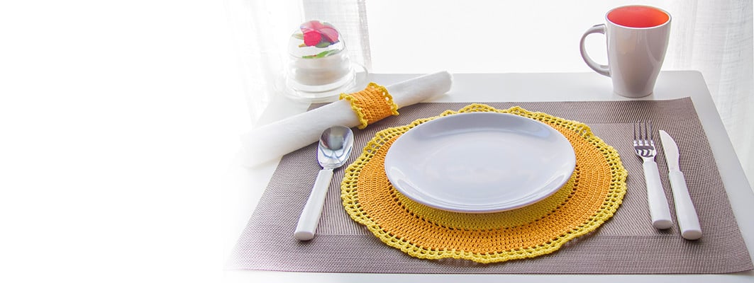 Juego de mantel y servilletero crochet